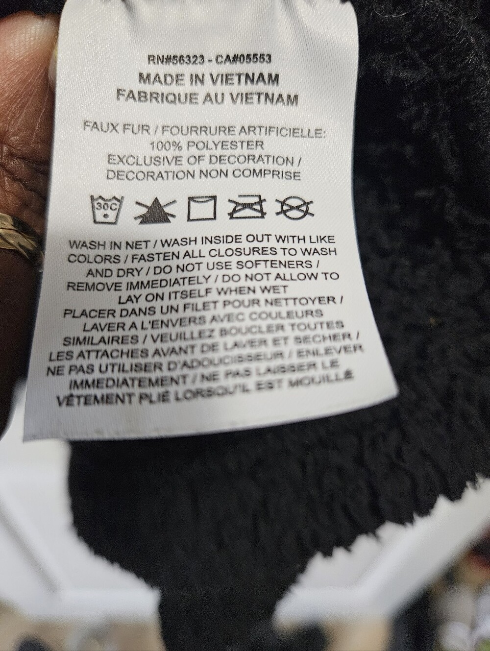Nike Black Sherpa Longline Jacket with Light Gray Pocket - Picture 5 of 9